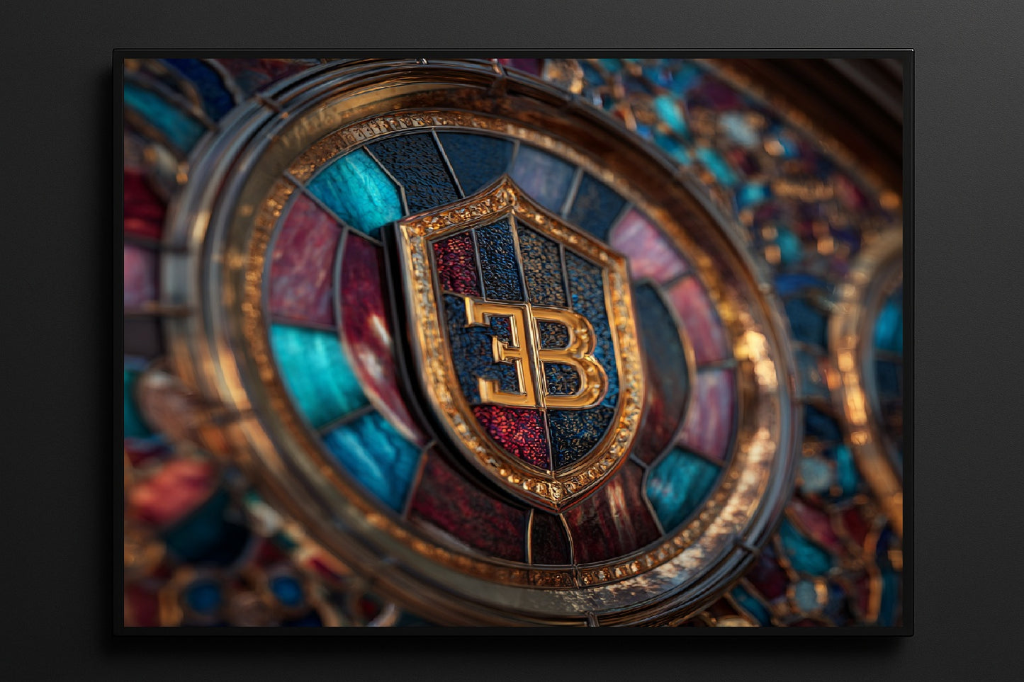 Bugatti Tempered Glass Picture 50x50 CM with BLACK FRAME