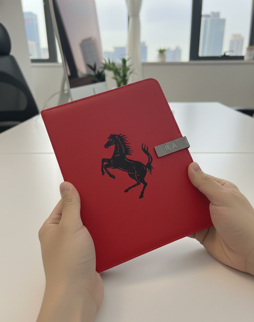 Exclusive Leather Journal Notebook with Horse Logo – Personalized Gift