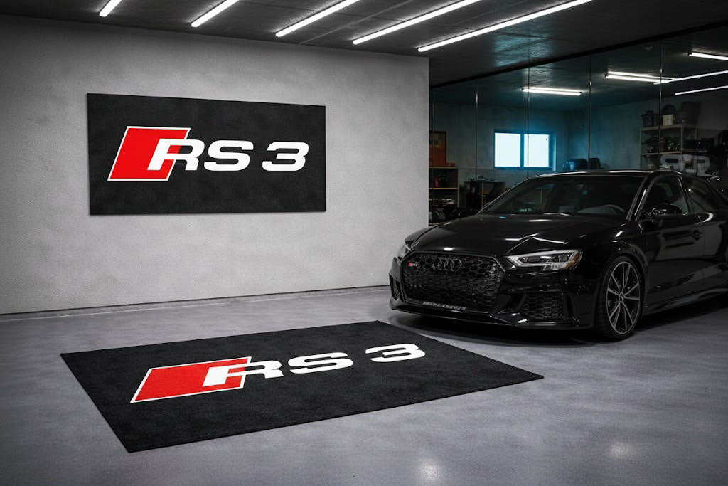 Audi RS3 Garage Floor Mat 5x7 FT (60x87 Inches) Premium Showroom Rug & Wall Decor