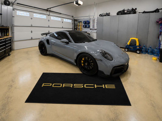 Porsche Garage Floor Mat 5x7 FT (60x87 Inches) Premium Showroom Rug Wall Decor