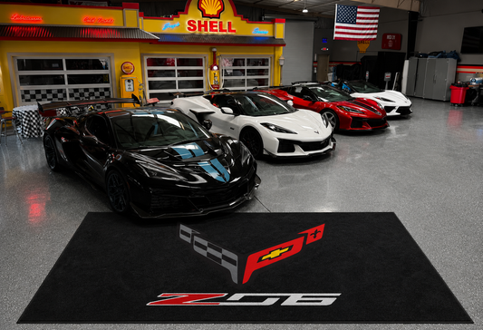 Corvette z06 Garage Floor Mat 5x7 FT (60x87 Inches) Premium Showroom Rug Wall Decor