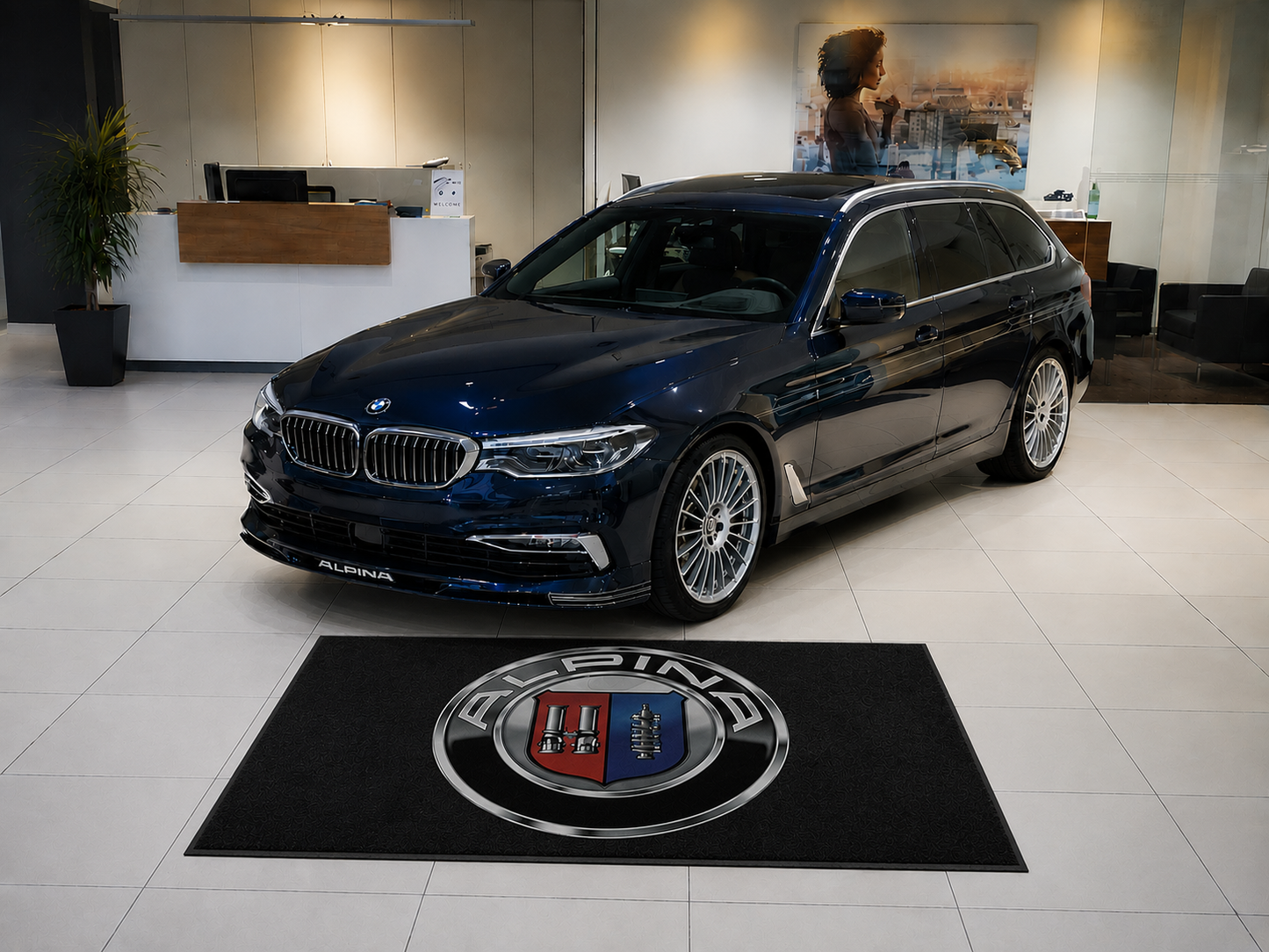 Alpina Garage Floor Mat 5x7 FT (60x87 Inches) Premium Showroom Rug & Wall Decor