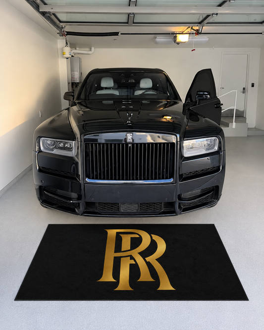 Rolls Royce Garage Floor Mat 5x7 FT (60x87 Inches) Premium Showroom Rug Wall Decor GOLD
