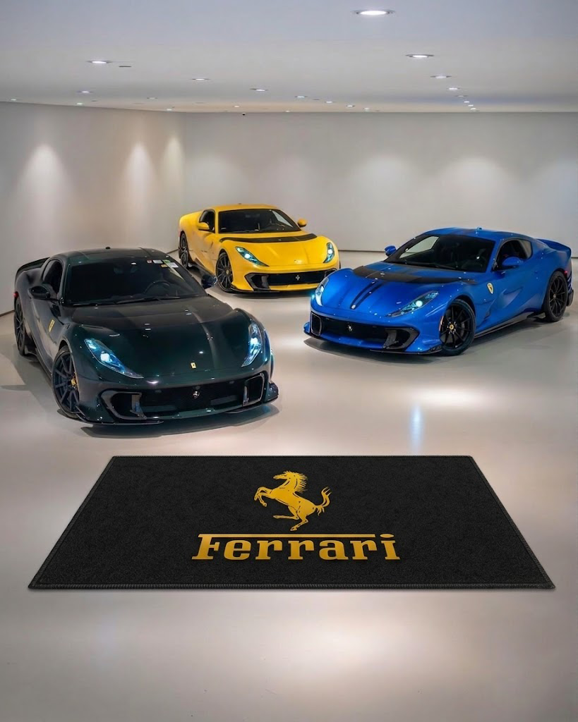 Ferrari Garage Floor Mat 5x7 FT (60x87 Inches) Premium Showroom Rug Wall Decor