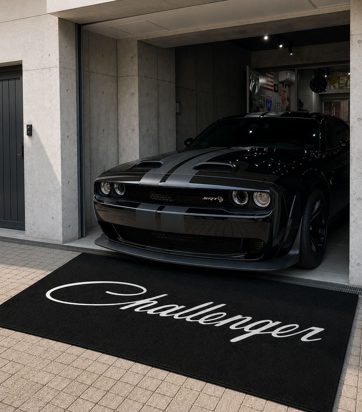 Challenger Garage Floor Mat 5x7 FT (60x87 Inches) Premium Showroom Rug Wall Decor