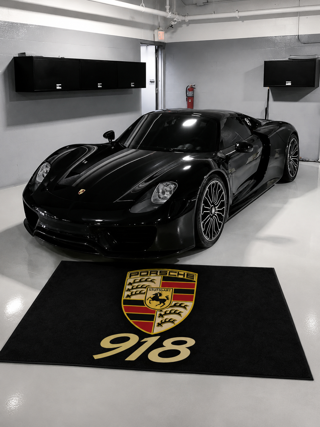 Porsche 918 Garage Floor Mat 5x7 FT (60x87 Inches) Premium Showroom Rug Wall Decor