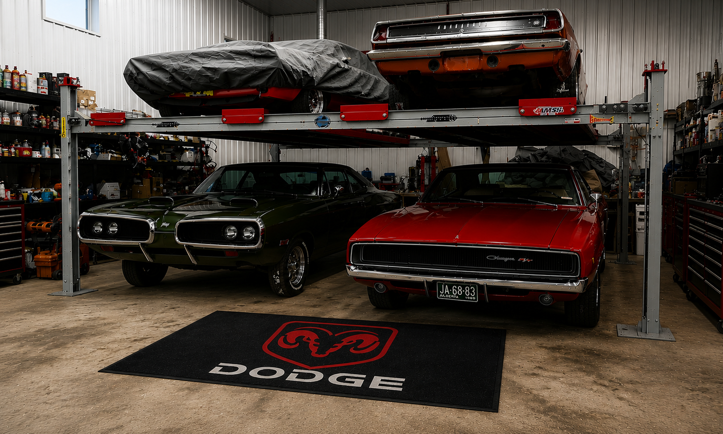 Dodge Garage Floor Mat 5x7 FT (60x87 Inches) Premium Showroom Rug Wall Decor