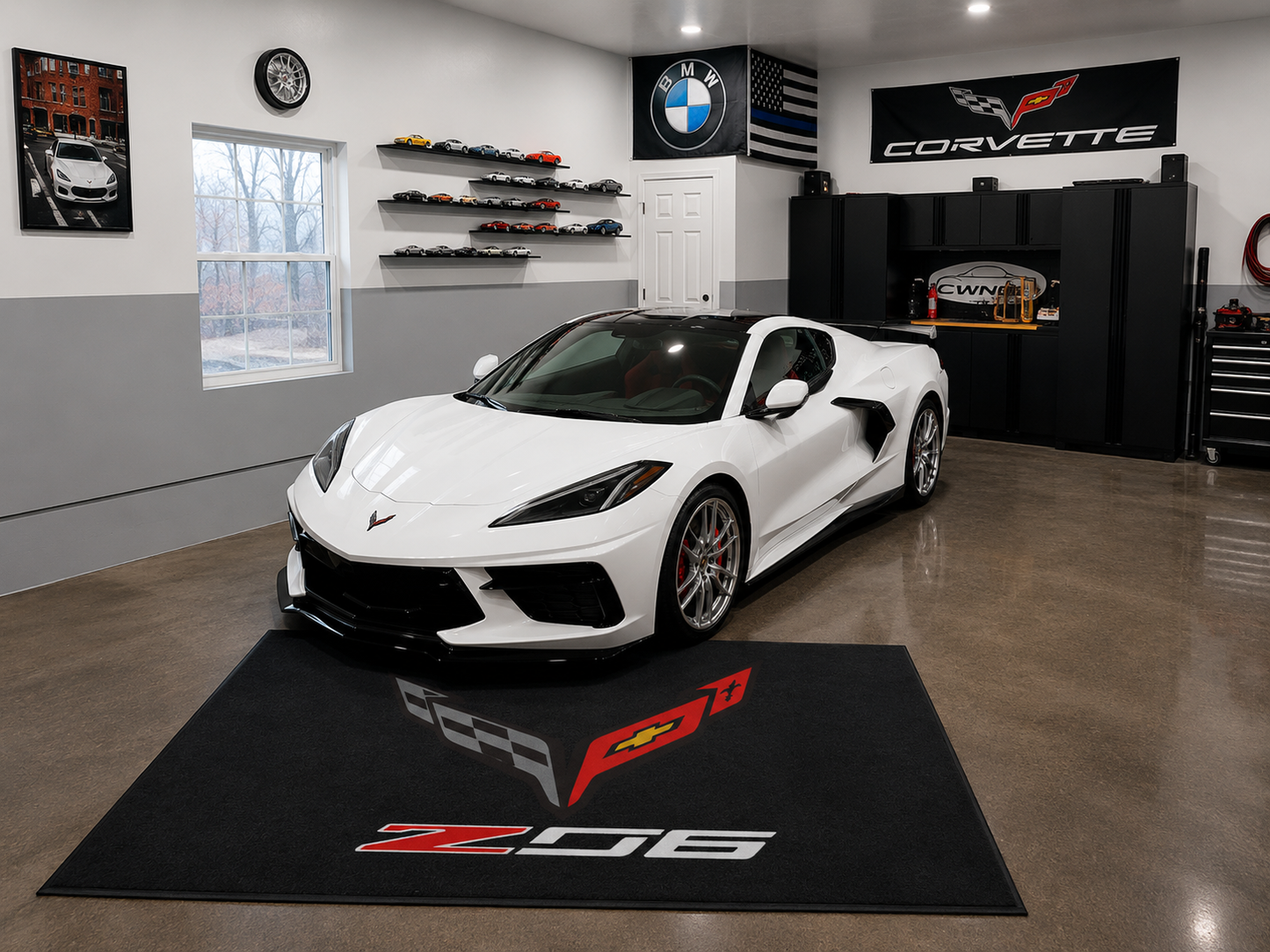 Corvette Garagemat 5x7 FT (60x87 Inch) C2 C3 C4 C5 C6 C7 C8 Z06
