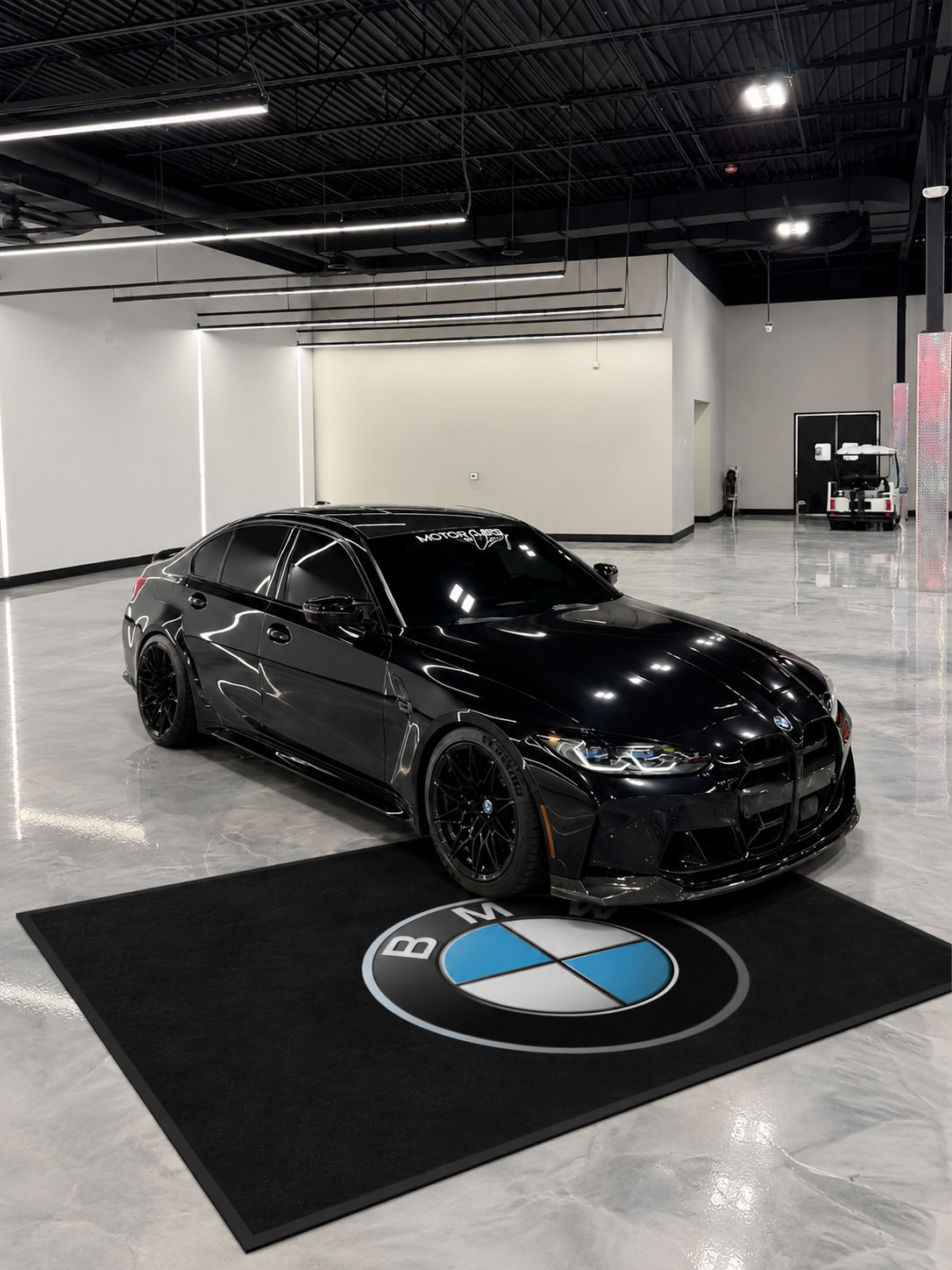BMW Garage Floor Mat 5x7 FT (60x87 Inches) Premium Showroom Rug & Wall Decor