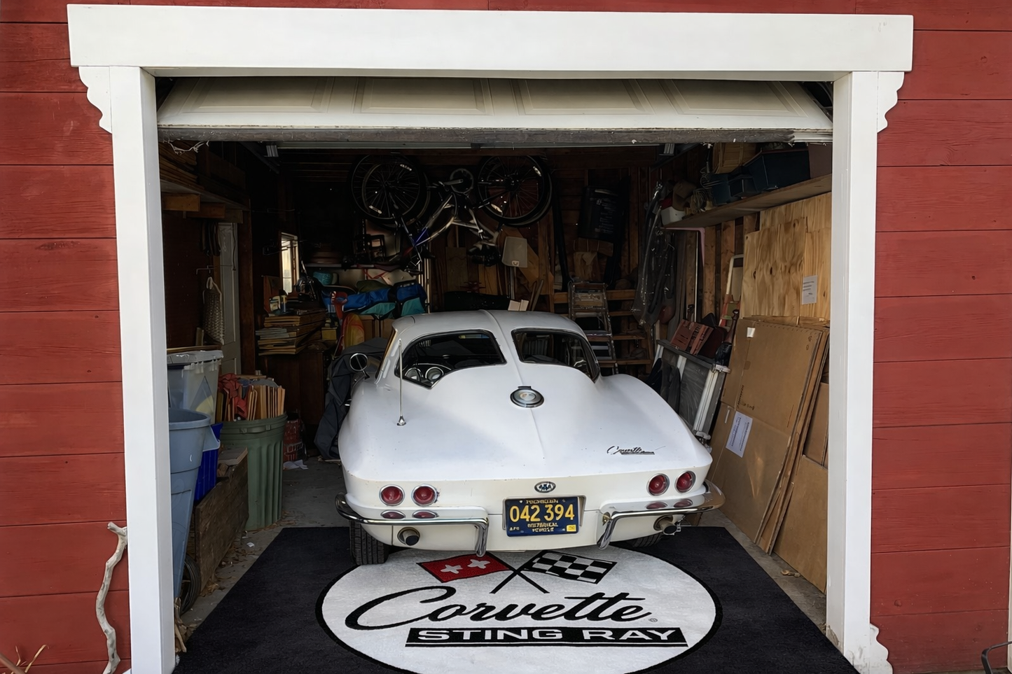 Corvette C2 Stingray Garage Floor Mat 5x7 FT (60x87 Inches) Premium Showroom Rug Wall Decor