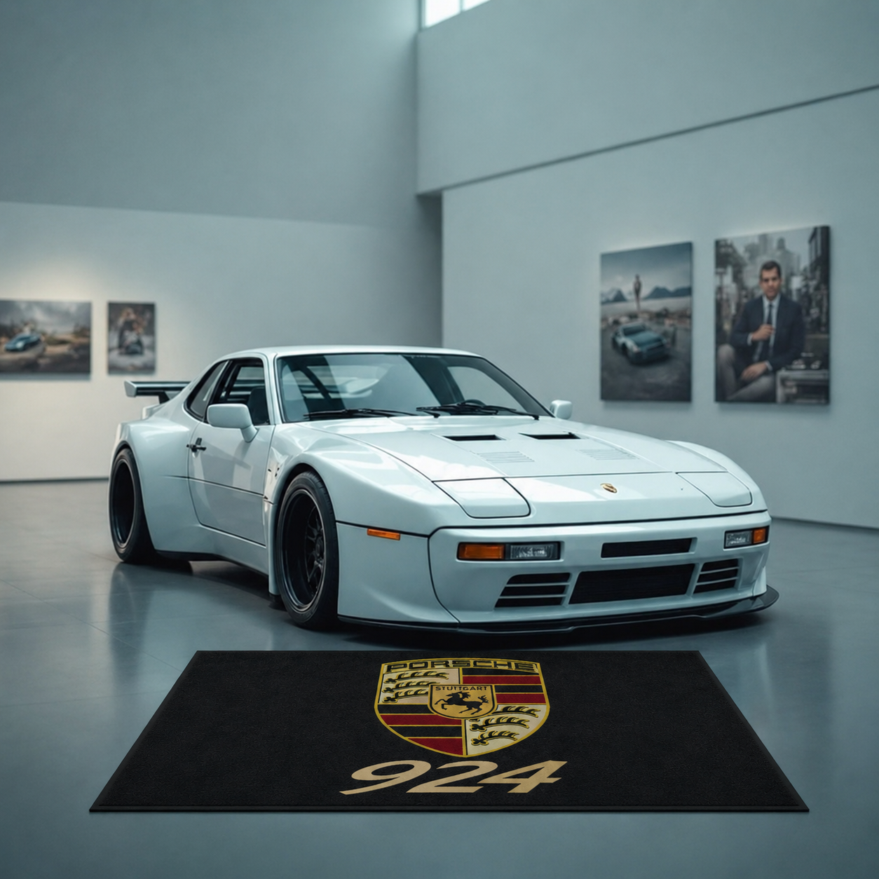 Porsche 924 Garage Floor Mat 5x7 FT (60x87 Inches) Premium Showroom Rug Wall Decor