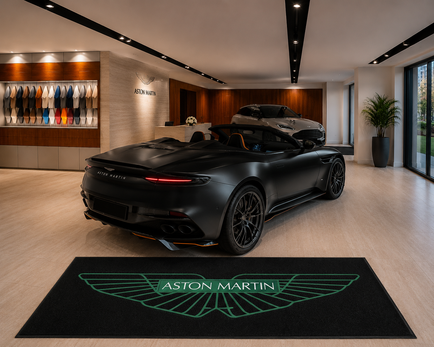 Aston Martin Garage Floor Mat 5x7 FT (60x87 Inches) Premium Showroom Rug & Wall Decor