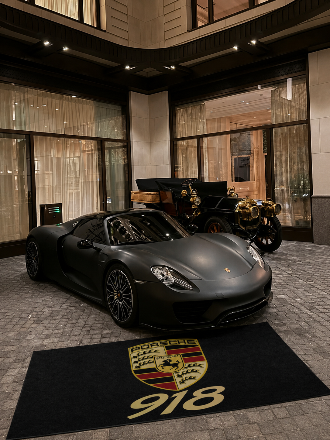 Porsche 918 Garage Floor Mat 5x7 FT (60x87 Inches) Premium Showroom Rug Wall Decor