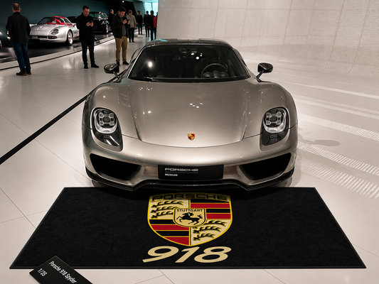 Porsche 918 Garage Floor Mat 5x7 FT (60x87 Inches) Premium Showroom Rug Wall Decor