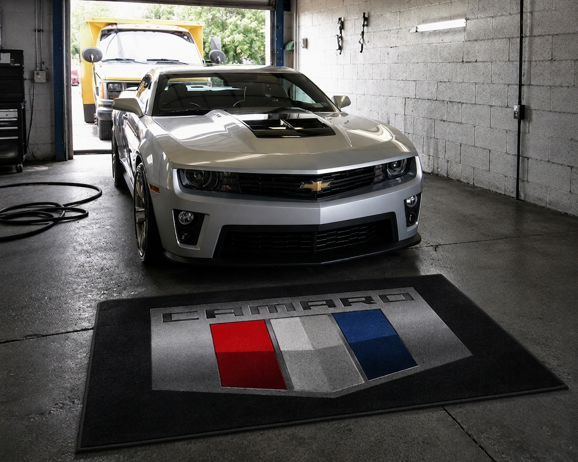 Camaro Garage Floor Mat 5x7 FT (60x87 Inches) Premium Showroom Rug & Wall Decor