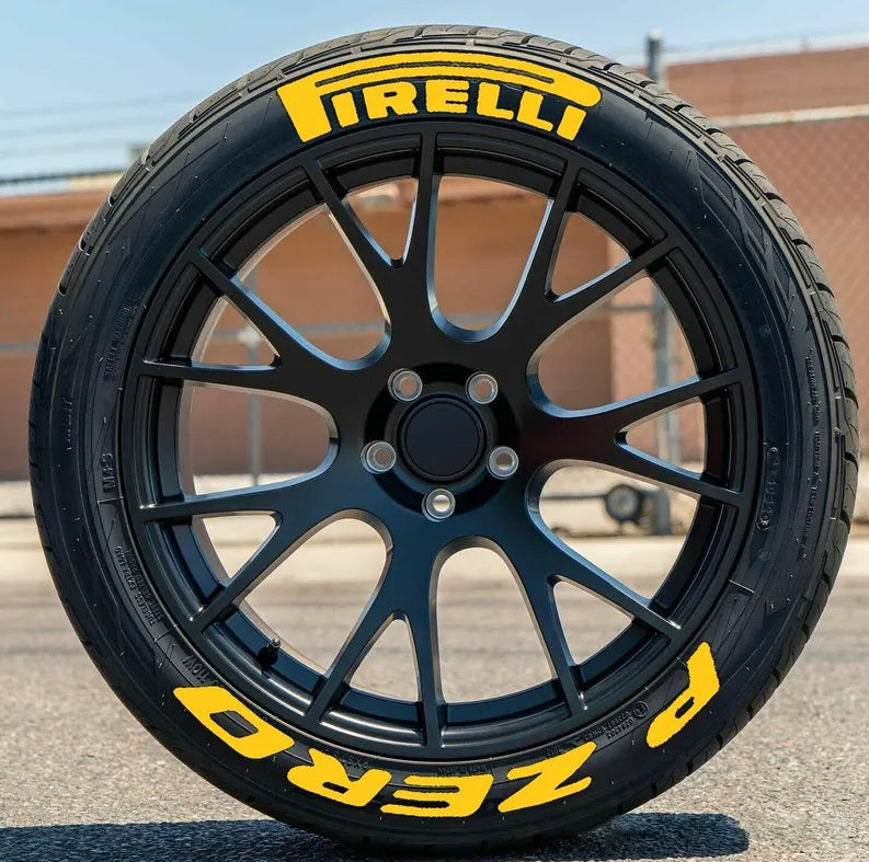 P Zero Permanent Tire Stickers Full Set of 8 for 4 Tires Waterproof & 1.25" Decals