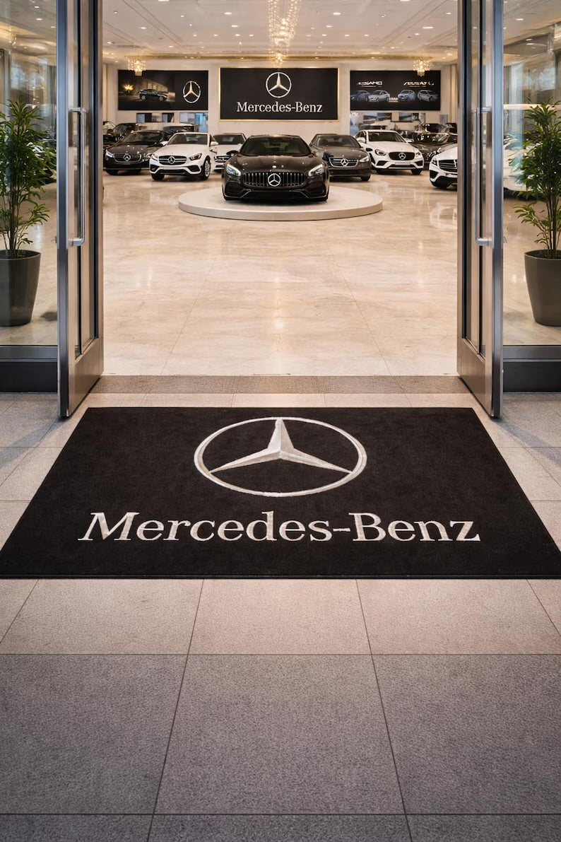 Mercedes Benz Garage Floor Mat 5x7 FT (60x87 Inches) Premium Showroom Rug & Wall Decor Luxury Racing Style