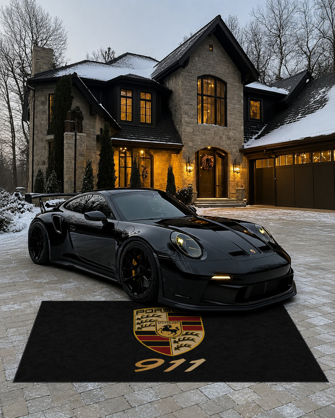 Porsche 911 Garage Floor Mat 5x7 FT (60x87 Inches) Premium Showroom Rug Wall Decor