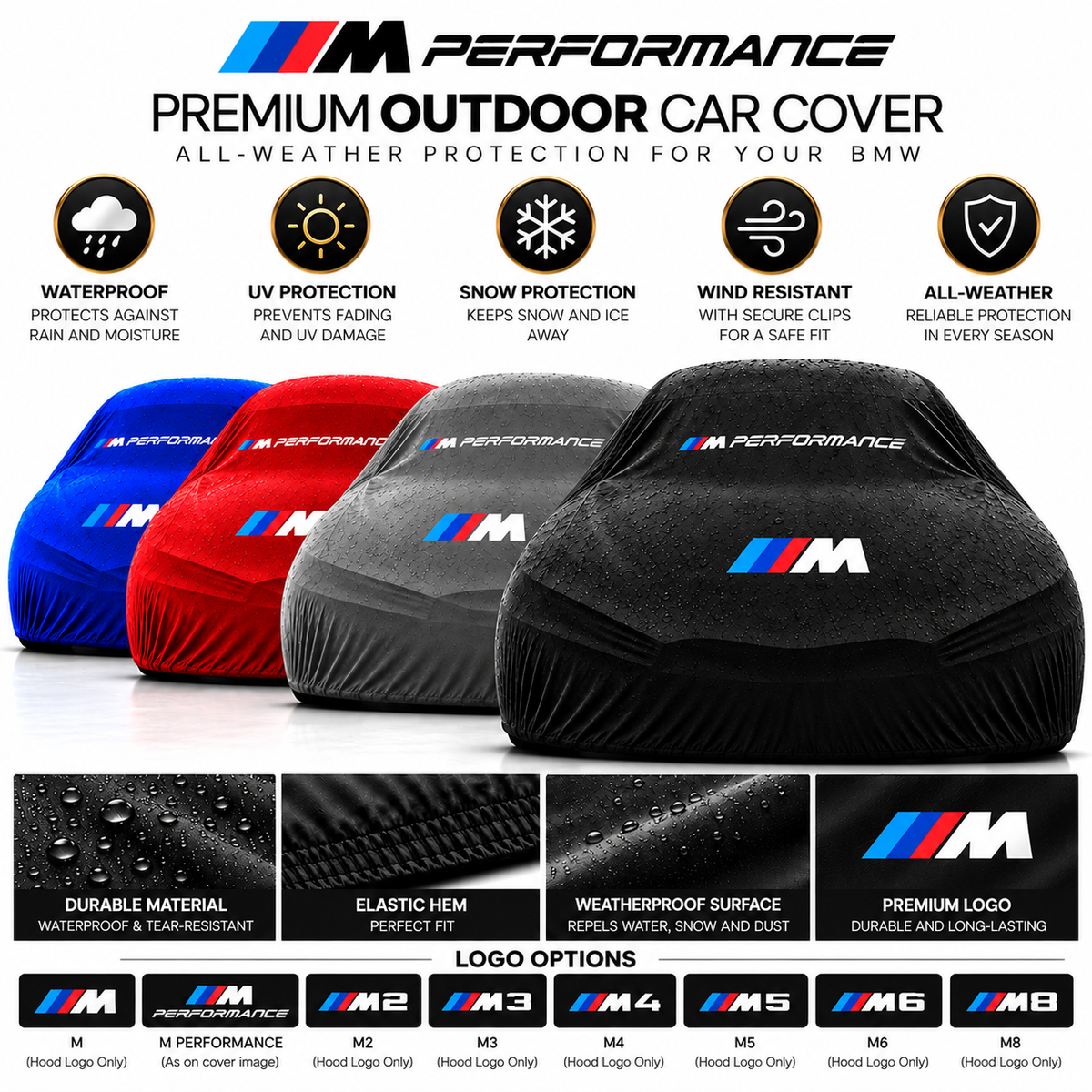 Fits BMW M Performance Outdoor Car Cover – Waterproof & Custom For M2 M3 M4 M5 M6 M8