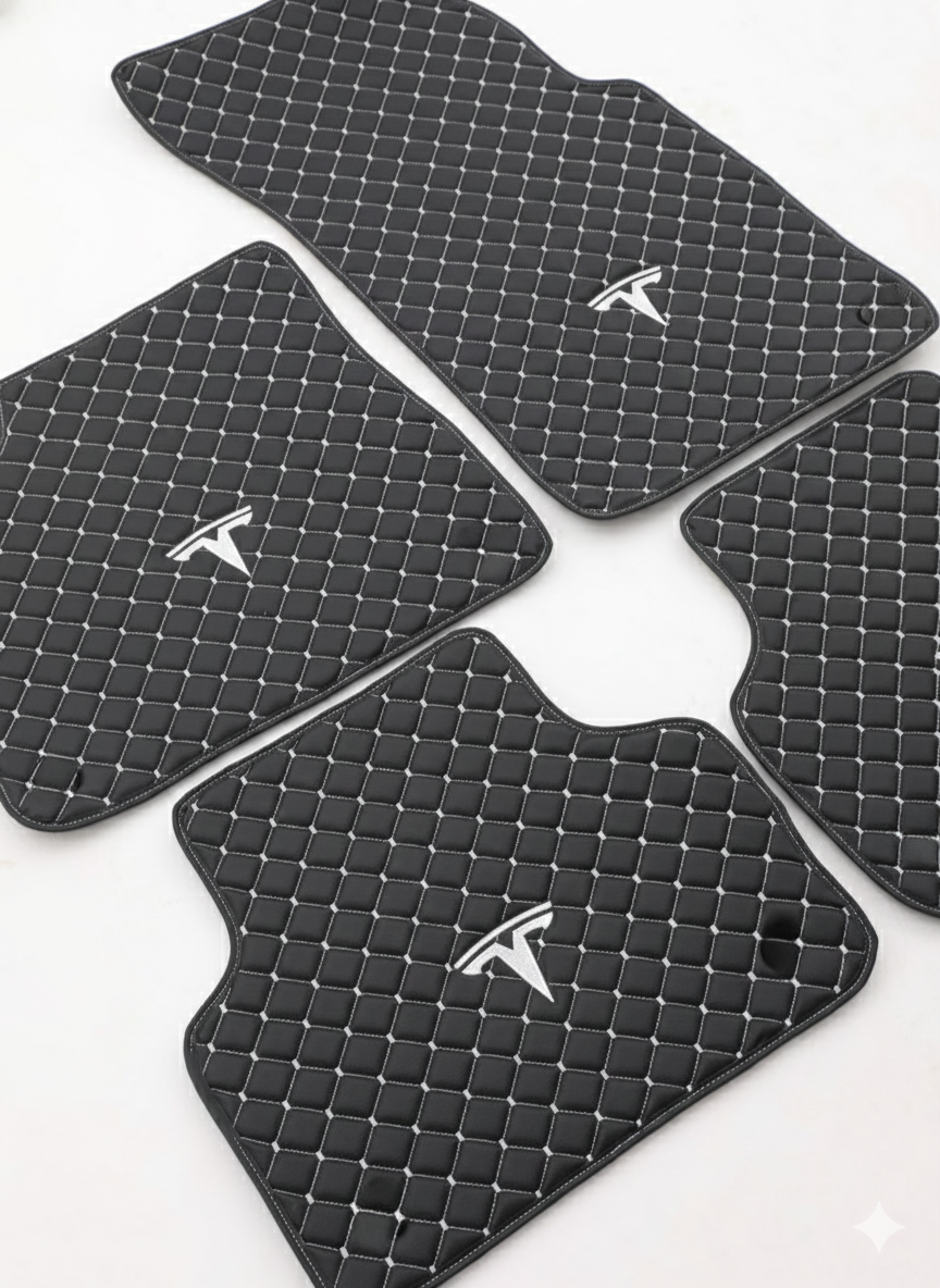 For Tesla Leather Floor Mats - Made To Measure Mats for all Model