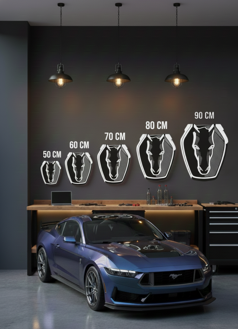 Handmade Mustang DarkHorse Logo Wood Wall Art: Garage Decor Wall Decor