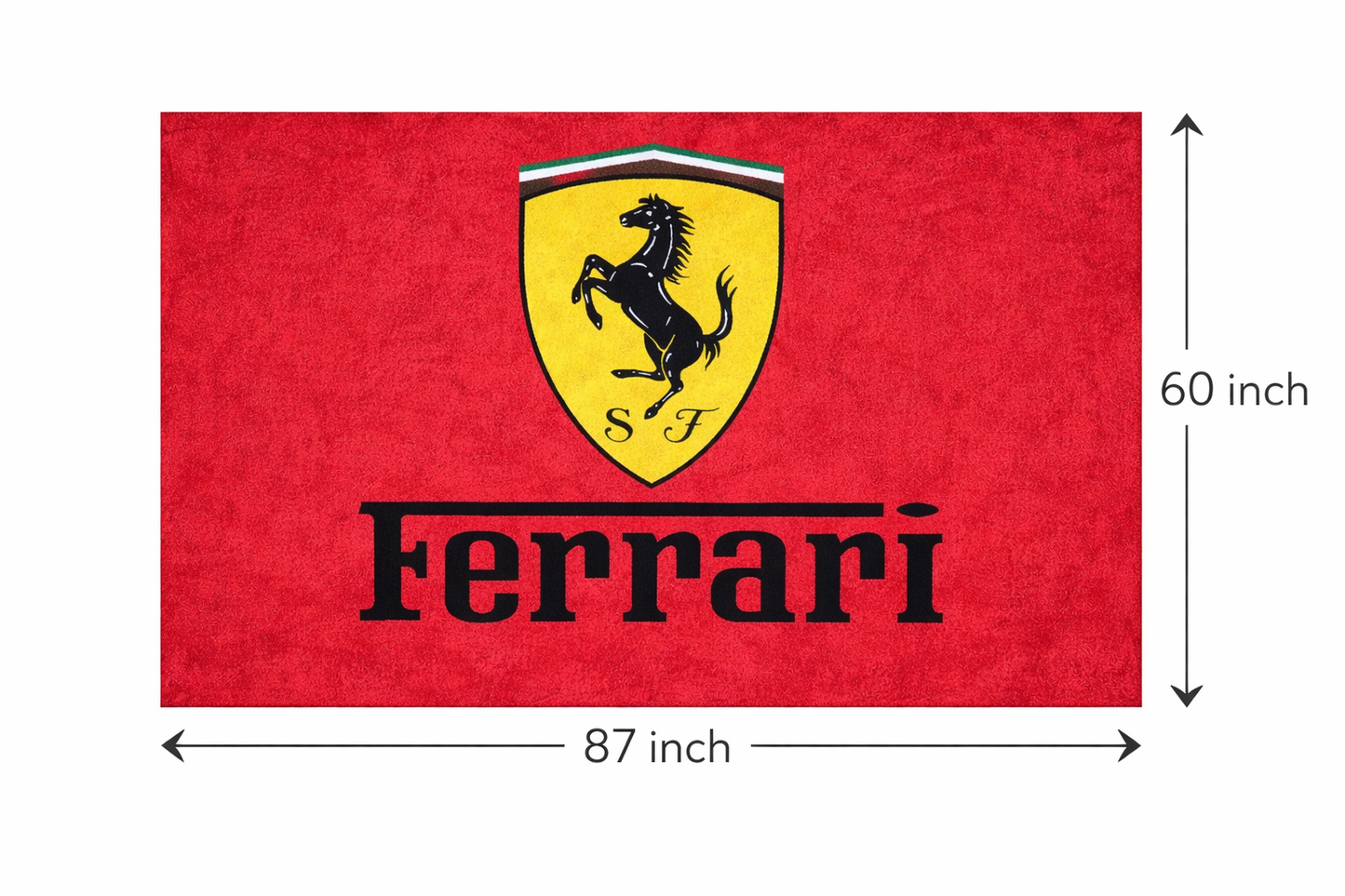 Ferrari Garage Floor Mat 5x7 FT (60x87 Inches) Premium Showroom Rug & Wall Decor Luxury Racing Style