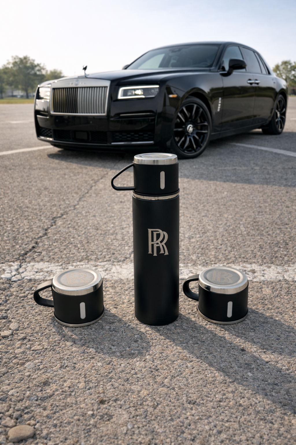 Rolls Royce Laser Logo Thermos Set 500 ml – Insulated Flask with 3 Cups