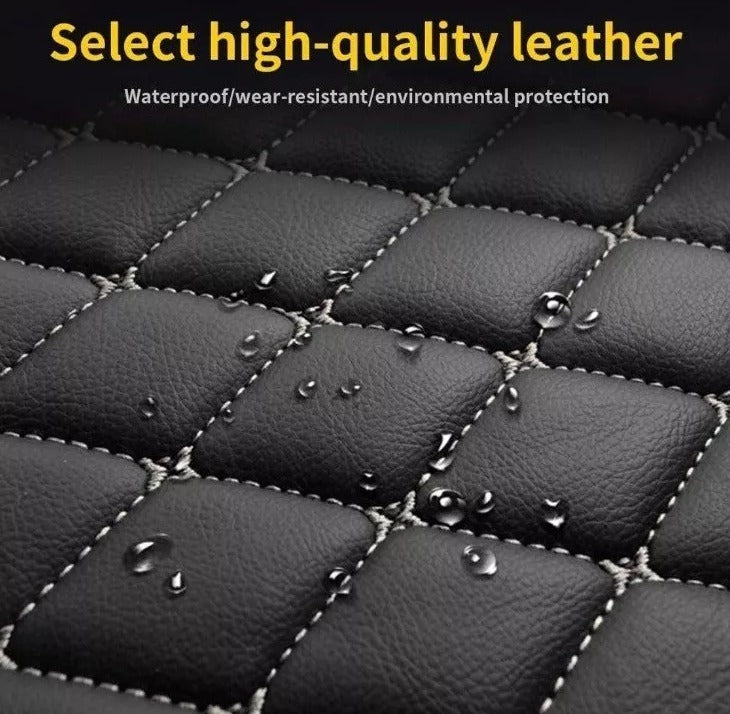 California Leather Floor Mats  Diamond Quilted Design with Prancing Horse Luxury Car Mat