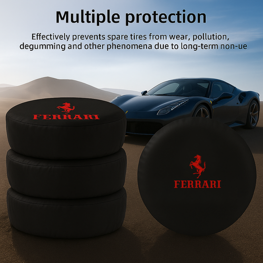 Ferrari Tire Cover – Premium Waterproof Wheel Protector for Sports Cars | Luxury Red Logo Design