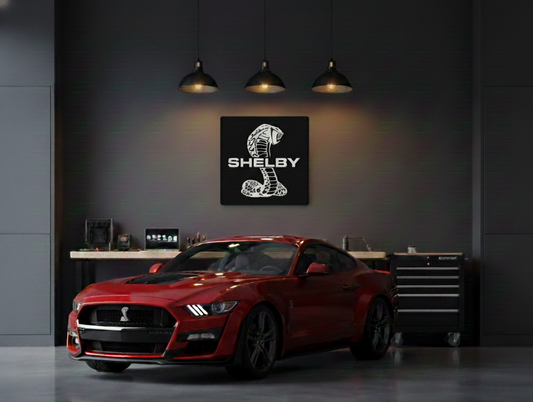 Handmade Shelby Logo Wood Wall Art: Garage Decor Wall Decor