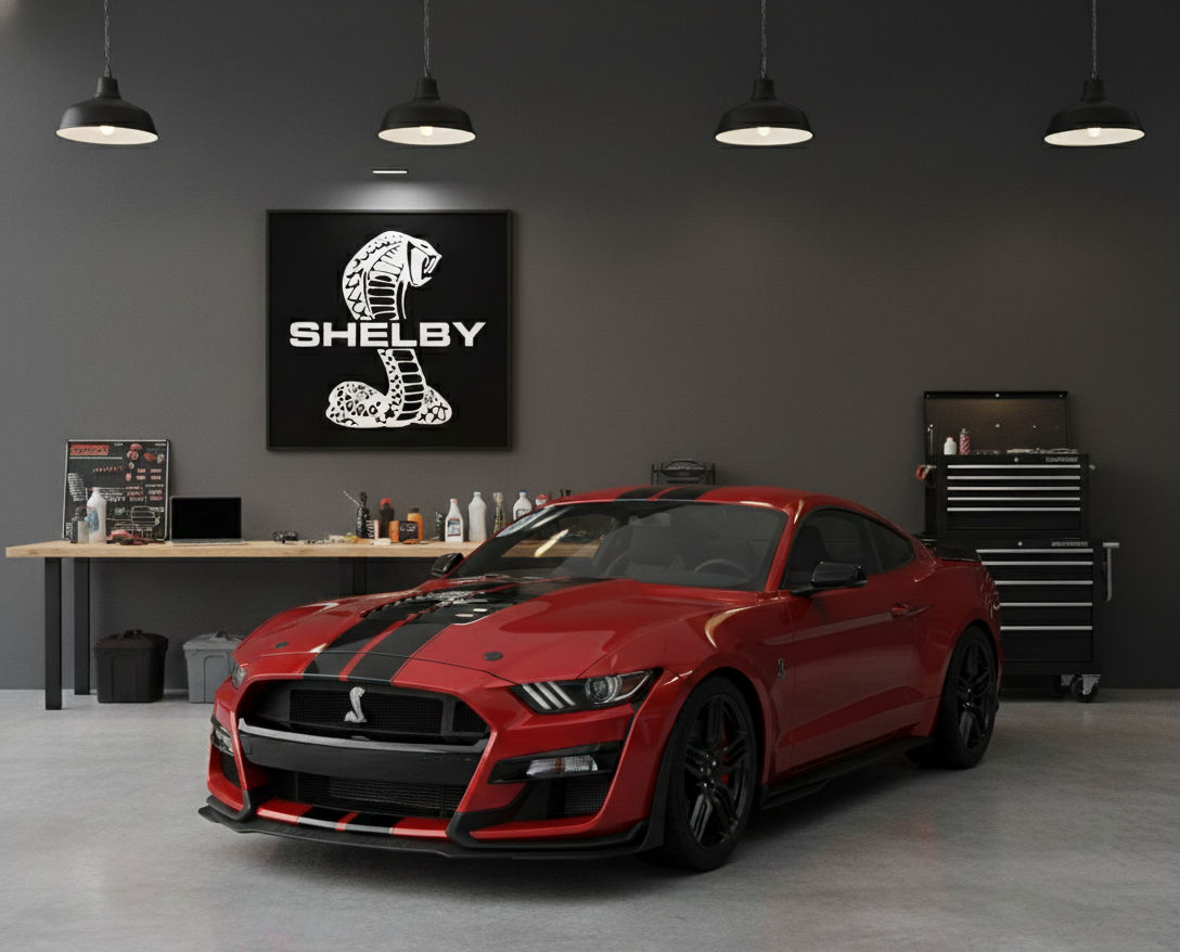 Handmade Shelby Logo Wood Wall Art: Garage Decor Wall Decor