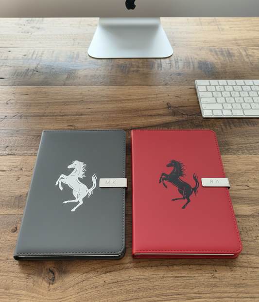 Exclusive Leather Journal Notebook with Horse Logo – Personalized Gift