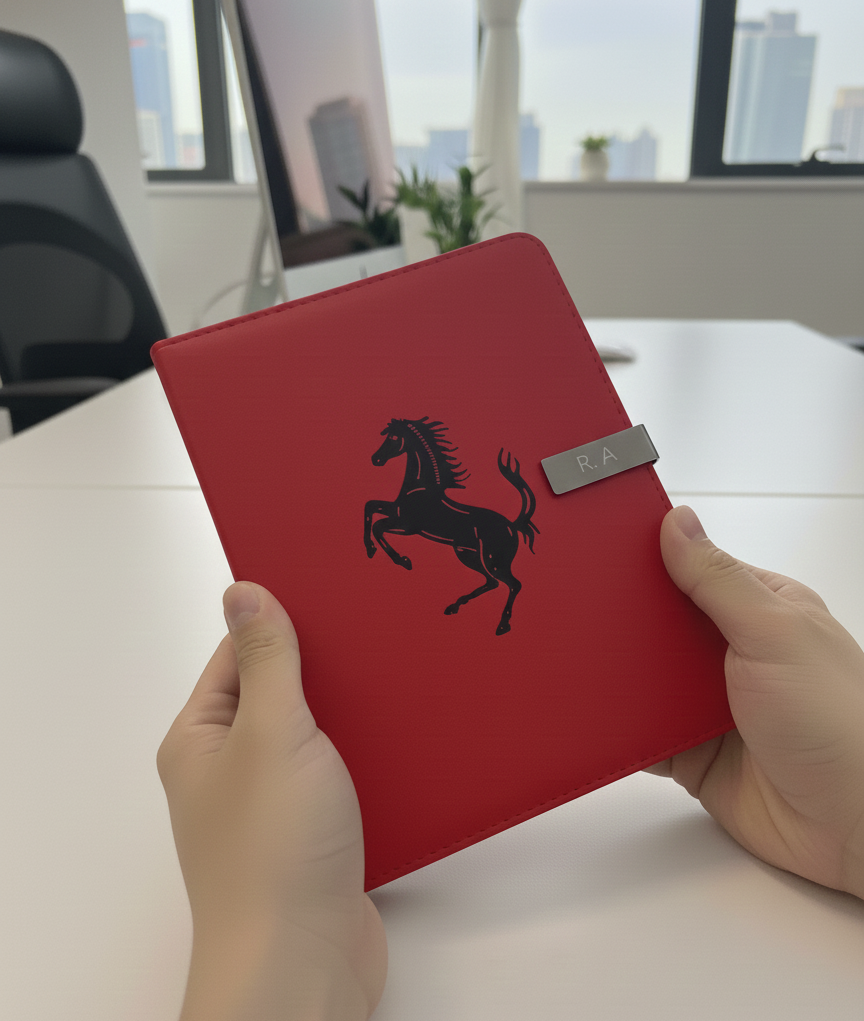 Exclusive Leather Journal Notebook with Horse Logo – Personalized Gift
