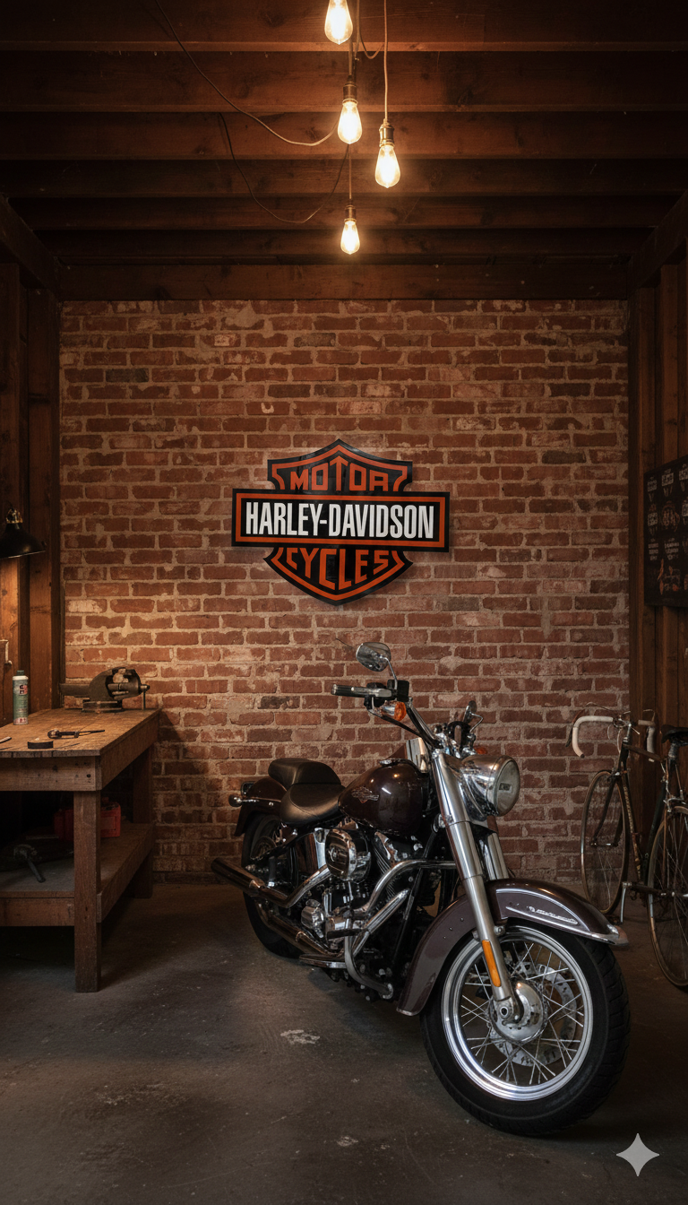 Harley Davidson Wall Sign for Garage – Premium Wall Decor for Car Enthusiasts