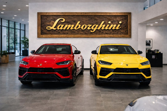 Hand-Carved Lamborghini Wooden Wall Art – Custom Letter Luxury Garage Decoration (59.06 × 27.56 INCHES)