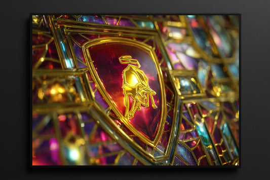 Lamborghini Tempered Glass Picture 50x50 CM with BLACK FRAME