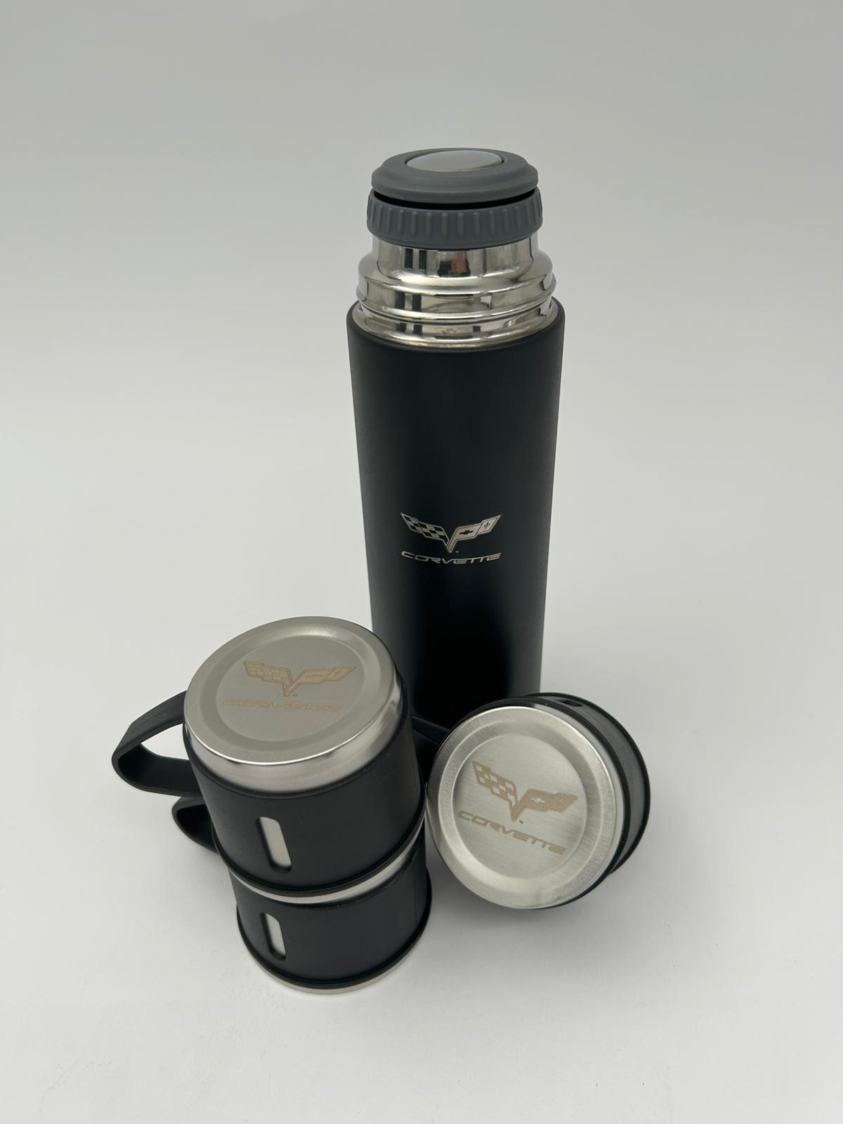 Corvette Laser Logo Thermos Set 500 ml – Insulated Flask with 3 Cups