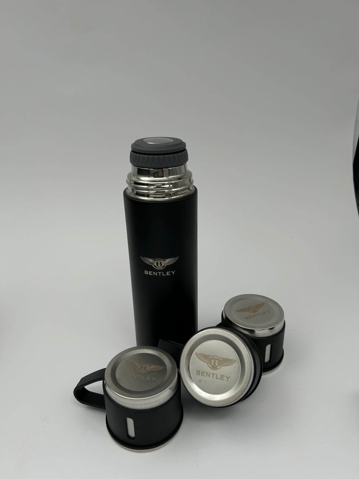 Bentley Laser Logo Thermos Set 500 ml – Insulated Flask with 3 Cups