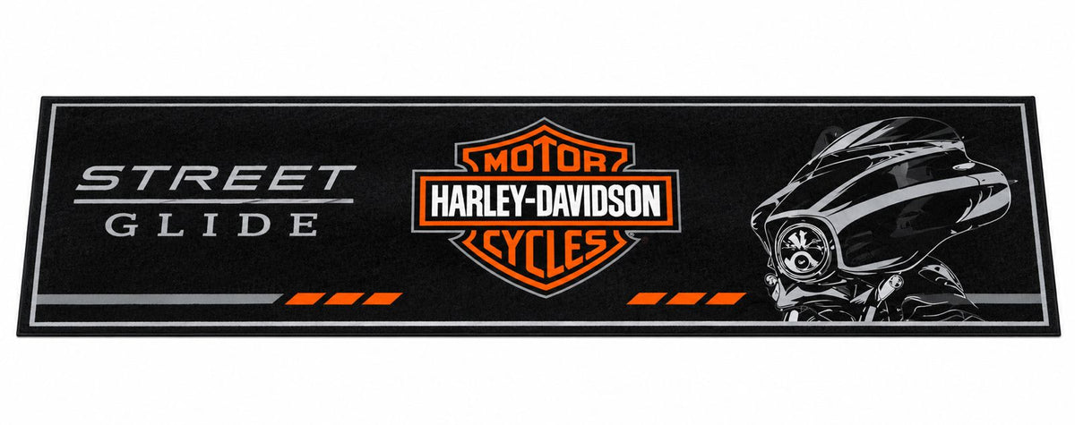 Harley Davidson Streed Glide Motorcycle Garage Floor Mat 32x87 Inches Premium Showroom Rug